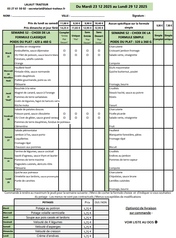 menu Lalaut portage 23122025